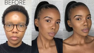 HOW TO DO A BLUNT CUT PONYTAIL ON SHORT NATURAL HAIR R100  US 573  4C HAIR  NO HEAT [upl. by Eidde735]