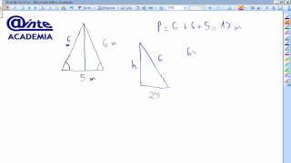 Área de un triángulo isósceles sabiendo lados Pitágoras Matemáticas 2º ESO Academia Usero [upl. by Attiuqram]