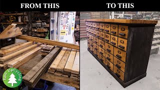 Apothecary Cabinet Workbench Made From Pallet Wood Worktop Offcuts and Oak Flooring [upl. by Mieka]