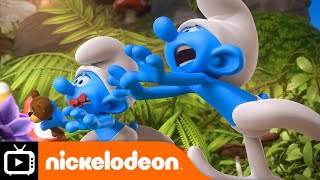 Chased By A Bear 🐻  The Smurfs  Nickelodeon UK [upl. by Nnave]