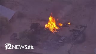 Rose Fire burns homes near Wickenburg [upl. by Ligriv]