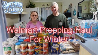 Walmart Prepping Haul For Winter  Living On Social Security [upl. by Ahsinrev]