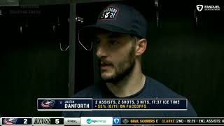 Justin Danforth Post Game Interview  Columbus Blue Jackets vs Los Angeles Kings [upl. by Meil574]