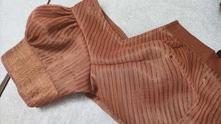 Very Easy Method for beginnersTrending puff sleeve design cutting and stitching for blouse [upl. by Yattirb958]