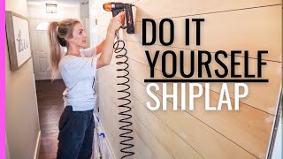 HOW TO SHIPLAP A WALL  ITS EASY amp CHEAP [upl. by Sadirah666]