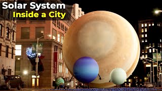 If the Solar System Fit Inside a City  Solar system size comparison  first person view [upl. by Nysila29]