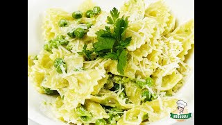 How to cook Pasta with Cream Sauce and Peas  Farfalle Pasta with Peas in White Sauce  100 Italian [upl. by Sibelle]