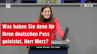 Was hat Friedrich Merz für seinen Pass geleistet Nichts Janine Wissler on fire im Bundestag [upl. by Bremble]