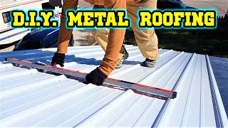 How to install 5Rib Metal Roofing panels on solid sheet decking for beginners [upl. by Eciuqram179]