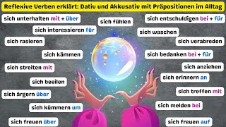 Alle wichtigen Reflexivverben A2 Dativ und Akkusativ mit Präpositionen im Alltag Deutsch lernen A2 [upl. by Namyw711]