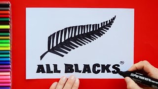 How to draw All Blacks Logo New Zealand National Rugby Team [upl. by Odnanreh]