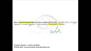 Derivatives of Ventral and Dorsal Mesogastrium MCQ mp4 [upl. by Yreffeg]