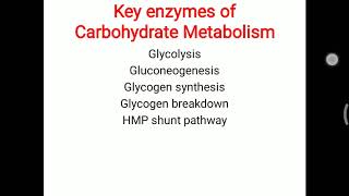 Key enzymes of Carbohydrate Metabolism [upl. by Coriss]