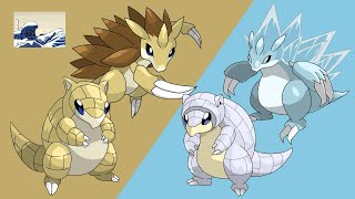 Sandshrew Evolution Line Drawing Timelapse  Pokémon [upl. by Hankins247]