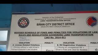 LTO FINES AND PENALTIES BINAN DISTRICT OFFICE [upl. by Sibella]