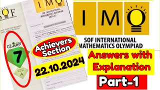 SOF Math Olympiad 202425 CLASS 7 set A Question with Solution SOF IMOAchievers Section imoclass7 [upl. by Sherwynd]