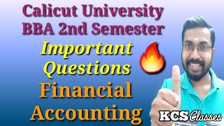 Financial AccountingImportant QuestionsCalicut University BBA 2nd SemesterKCS classes [upl. by Sillert]