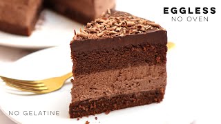 Chocolate mousse cake recipe No Oven No Eggs No Gelatin [upl. by Amilah17]