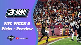 JAYDEN DANIELS MIRACULOUSLY BEATS CALEB WILLIAMS NFL Week 9 Picks  Preview  3Man Rush [upl. by Eilata16]