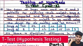 Ttest  T test part3  hypothesis testing Ttest  Ttest full concept  testing of hypothesis [upl. by Aikar]