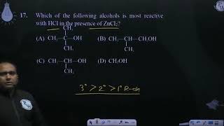 Which of the following alcohols is most reactive with HCl in the presence of ZnCl2 [upl. by Nahsaj]