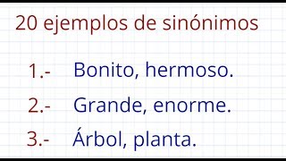 20 ejemplos de sinónimos [upl. by Pincus]