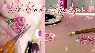 DIY Embellished Tote bag Repair👛 Tulle Beaded Embroidery Applique 💕 [upl. by Ailisec]