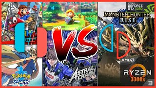 Yuzu vs Ryujinx on Ryzen 3300x in 5 games MH Rise PKMN Sword Mario OD TLoZ LA Astral Chain [upl. by Marguerita]