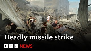 Russian missile strike hits Ukrainian city centre of Kramatorsk – BBC News [upl. by Ahsiyt]