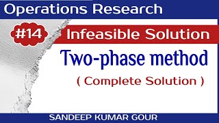 Two phase method Infeasible Solution  No Feasible solution in Two phase method  Lecture14 [upl. by Marney]