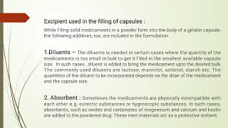 Excipients used in the filling of capsules [upl. by Neelyar784]