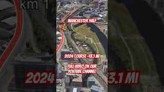 Manchester Half 2024 fly over the halfmarathon course Video of the race path [upl. by Aerdnad]