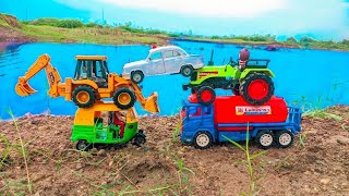 Muddy auto rickshaw Tractor Jump River JCB Mud Trap Jump River Crane Water Jump River [upl. by Selig404]