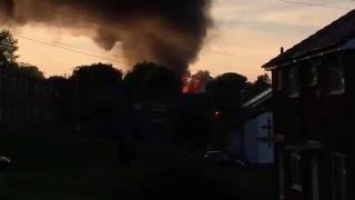 Massive Warehouse Fire At Bramley Shopping Center In Leeds [upl. by Enelyak]