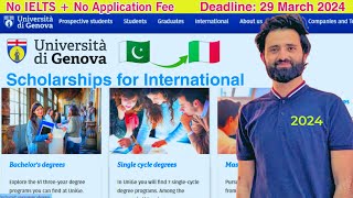 University of Genova Italy Scholarships Online Admission Process 2024 No IELTS MrT [upl. by Reyem861]