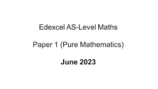 Edexcel IAL AS  A Levels Pure Maths 3 Past Paper  January 2023 WMA1301  1 [upl. by Yelbmik]