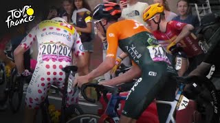 Multiple riders crash into barricades in Stage 6 of 2024 Tour de France  Cycling on NBC Sports [upl. by Freudberg]