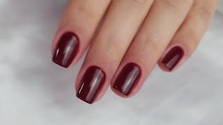 esmaltação vinho tinto para as mãos unhas quadradas lindas para o natal [upl. by Anrahc762]