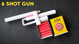 Easy paper and matchbox gun  6 shot gun making  how to make gun at home  best shooting gun [upl. by Alessandro]