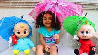 Rain Rain Go Away Kids Song  Leah Pretend Play Sing Along [upl. by Yerffoj905]