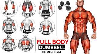 Full Body HOME Dumbbell WORKOUT squats chest triceps biceps  back shoulder wrist Calves [upl. by Ilram]