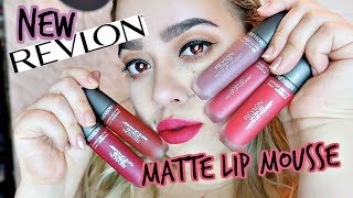 NEW REVLON ULTRA HD HYPER MATTE LIP MOUSSE REVIEW  SWATCHES [upl. by Gnay867]