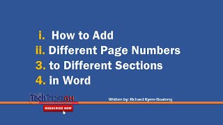 How to Add Different Page Numbers to Different Sections in Word  TechTricksGh [upl. by Ariajay]