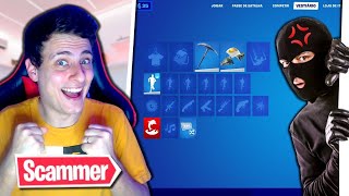 TROLLEI UM SCAMMER PASSANDO UMA CONTA SEM SKINS NO FORTNITE TROLLANDO SCAMMERS KKKK [upl. by Yluj278]