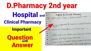 Hospital and Clinical Pharmacy Important Question with Answer DPharma 2nd pharmacybhai dpharma [upl. by Ainomar560]