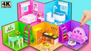 Make Simple 5 Color House with 5 Amazing Room from Cardboard for a family ❤️ DIY Miniature House 44 [upl. by Sremmus232]