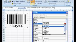 Making Barcode in Excel 2007 with StrokeScribe ActiveX [upl. by Atilemrac]