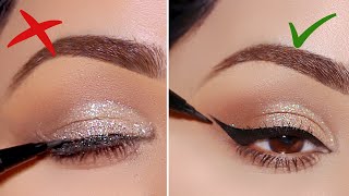 How to apply EYELINER over glitter makeup 2 ways [upl. by Ezalb896]