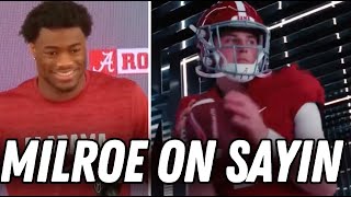 Jalen Milroe talks Alabama adding Julian Sayin to quarterback room [upl. by Bernelle]