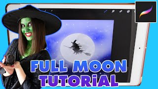 🌕 Full Moon Halloween Tutorial  Procreate for Beginners 🌕 [upl. by Ahsiekin]